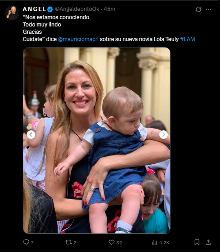 &Aacute;ngel de Brito confirmando la relaci&oacute;n de Macri y Teuly.