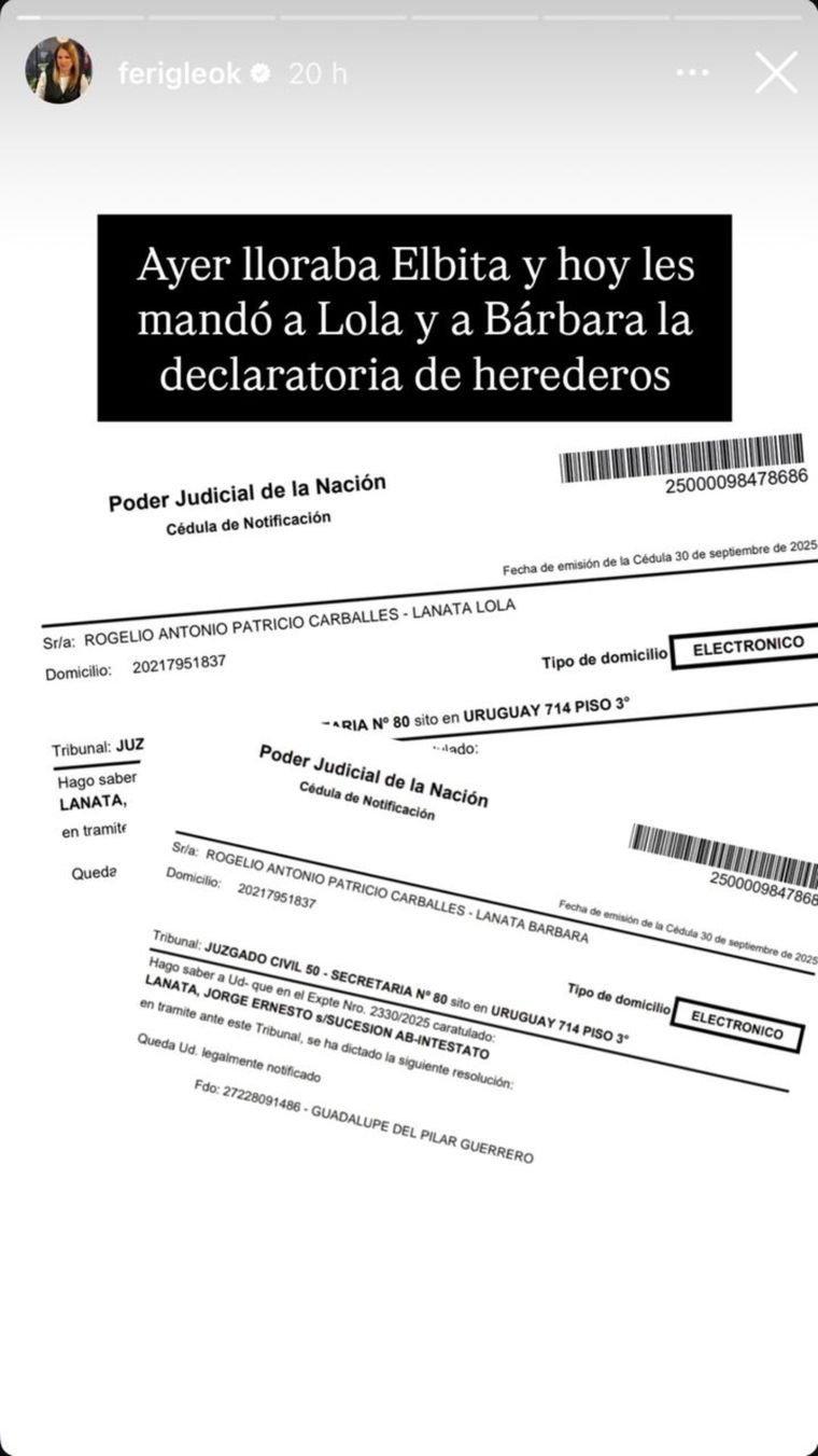 La información que compartió Fernanda Iglesias en Instagram. La información que compartió Fernanda Iglesias en Instagram.