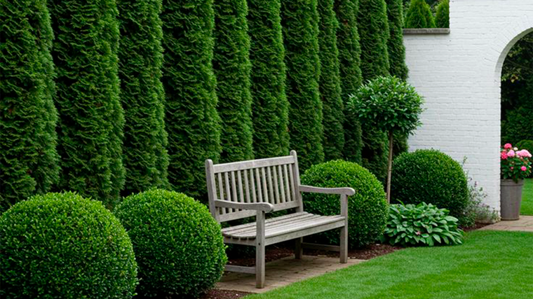 Un diseño simétrico le da un toque de encanto de época a un jardín. Imagen: ar.pinterest.com/aharrison1410/