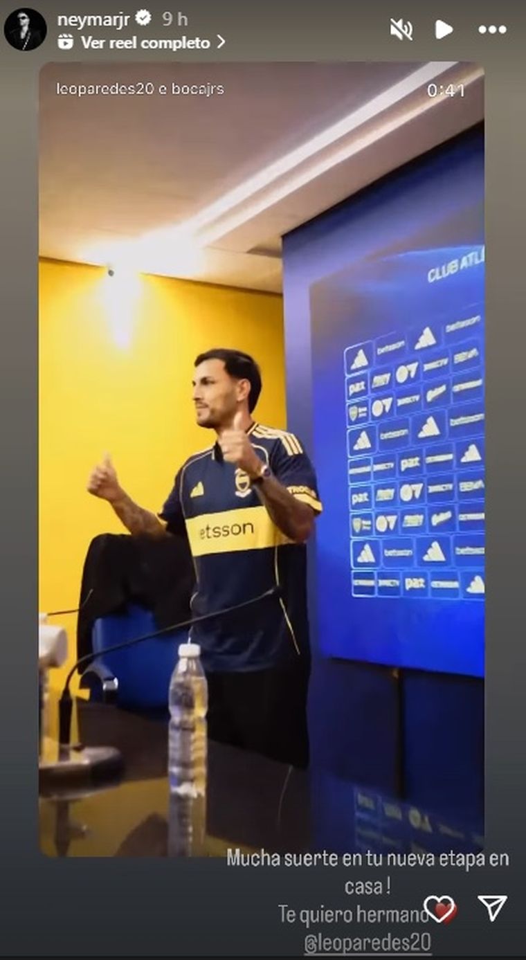 Neymar sorprendió con su mensaje a Paredes tras su llegada a Boca  