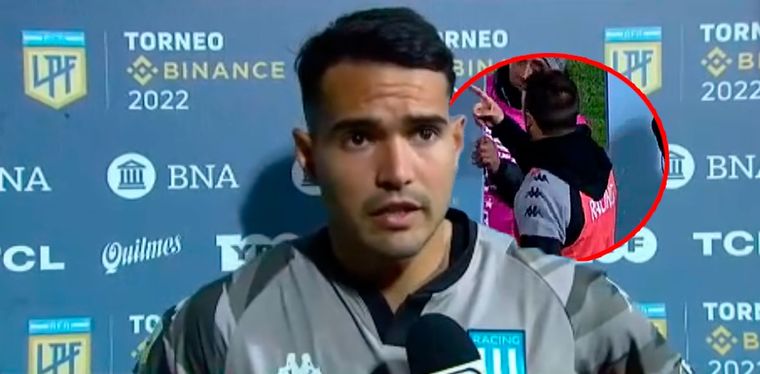 Pillud le llamó la atención al Chila Gómez tras el empate de Racing.