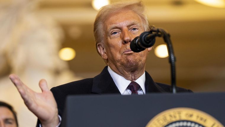 Trump también dio un discurso polémico en Suiza Foto: EFE