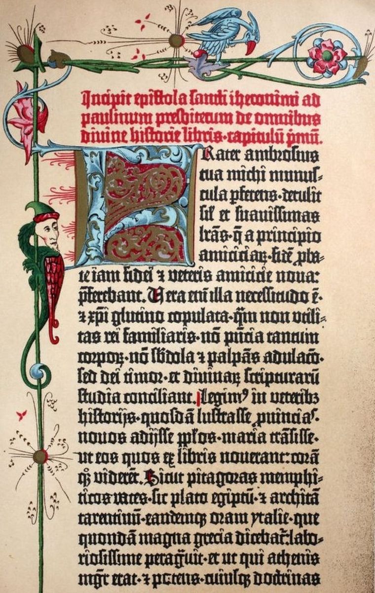 La Biblia de Gutenberg mezcla la impresión en serie y la artesanía.