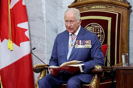 Carlos III durante su discurso en el Parlamento de Canadá. Carlos III durante su discurso en el Parlamento de Canadá.