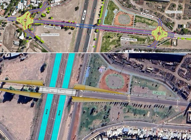 Así serán las rotondas y el puente proyectado en la calle Aritóbulo del Valle sobre el Acceso Sur. Así serán las rotondas y el puente proyectado en la calle Aritóbulo del Valle sobre el Acceso Sur.