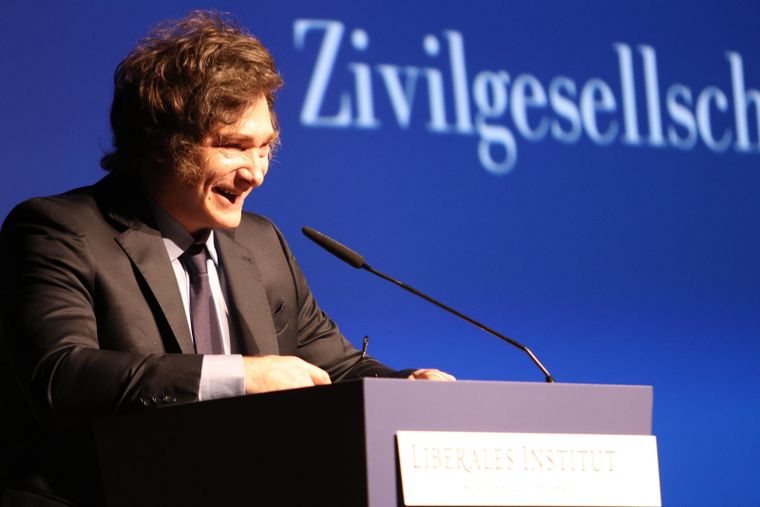 Javier Milei durante su última exposición en el Foro de Davos.