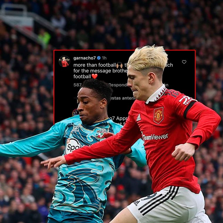 Garnacho le respondió con buena onda a Walker-Peters, el jugador que lo lesionó en el último partido del Manchester United.