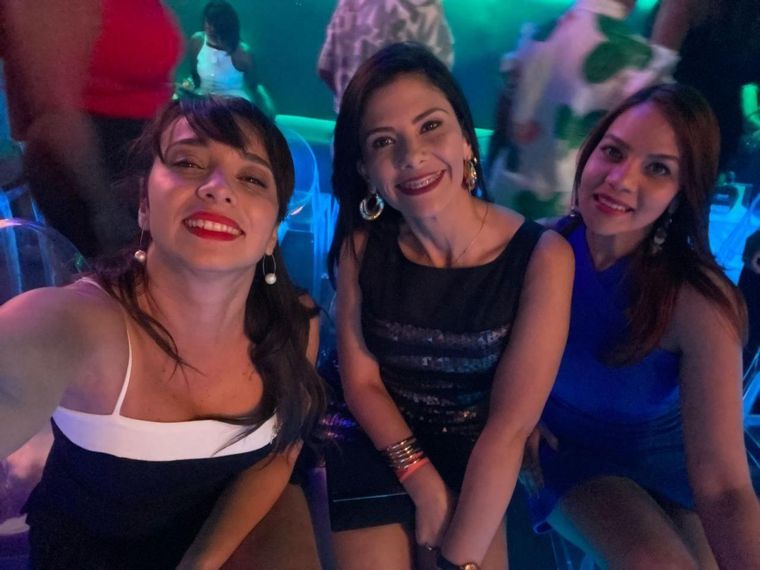 Mena (que cumplía años), Pierima (que falleció) y Ana María en el Jet Set minutos antes del colapso.