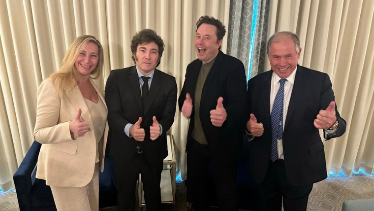 Javier Milei y su hermana Karina se reunieron por segunda vez con Elon Musk