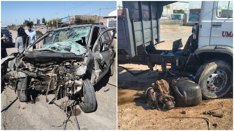Así quedaron los dos vehículos que intervinieron en el accidente en el Acceso Este.&nbsp;
