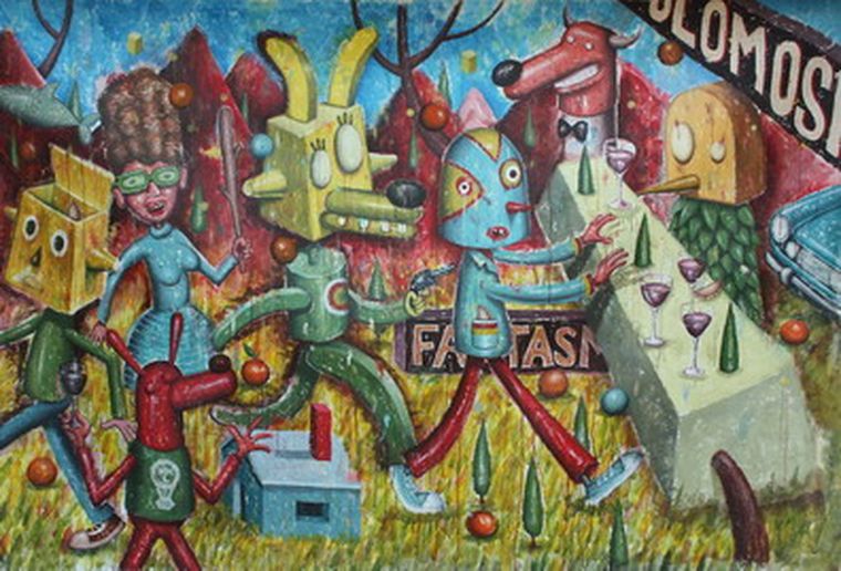 Una de las obras de Diego Stigliano y su estética punk.