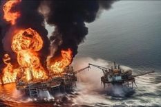 El impactante incendio se produjo en una plataforma petrolera del Golfo de México Foto: Reuters