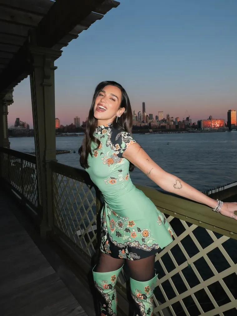 Dua Lipa se lució con un look de Roberto Cavalli. Dua Lipa se lució con un look de Roberto Cavalli.