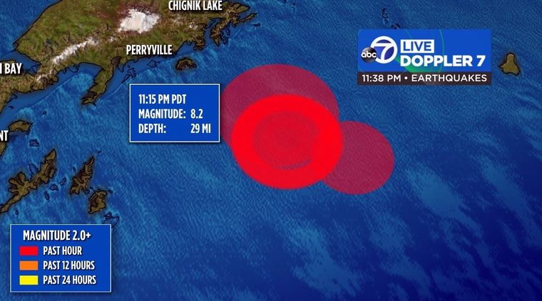 El epicentro fue a 46 kilómetros de profundidad. Foto: ABC7News.