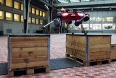 El robot cuadrúpedo ANYmal practica parkour en una sala de la ETH Zurich. Foto: Dpa.