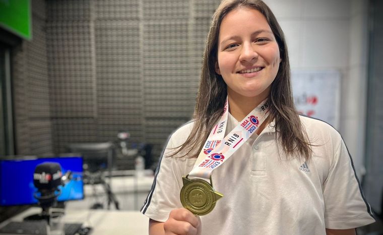 Agustina Medina, jugadora de la selección Argentina de fútbol de las Murciélagas, habló en MDZ Radio 105.5 FM Foto: Dani Higa / MDZ