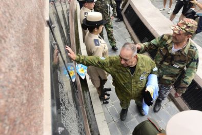 Veteranos de la guerra de Malvinas participaron del acto en el barrio de Retiro