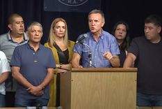 Los dirigentes de la CGT en la conferencia de prensa. Foto: Captura C5N