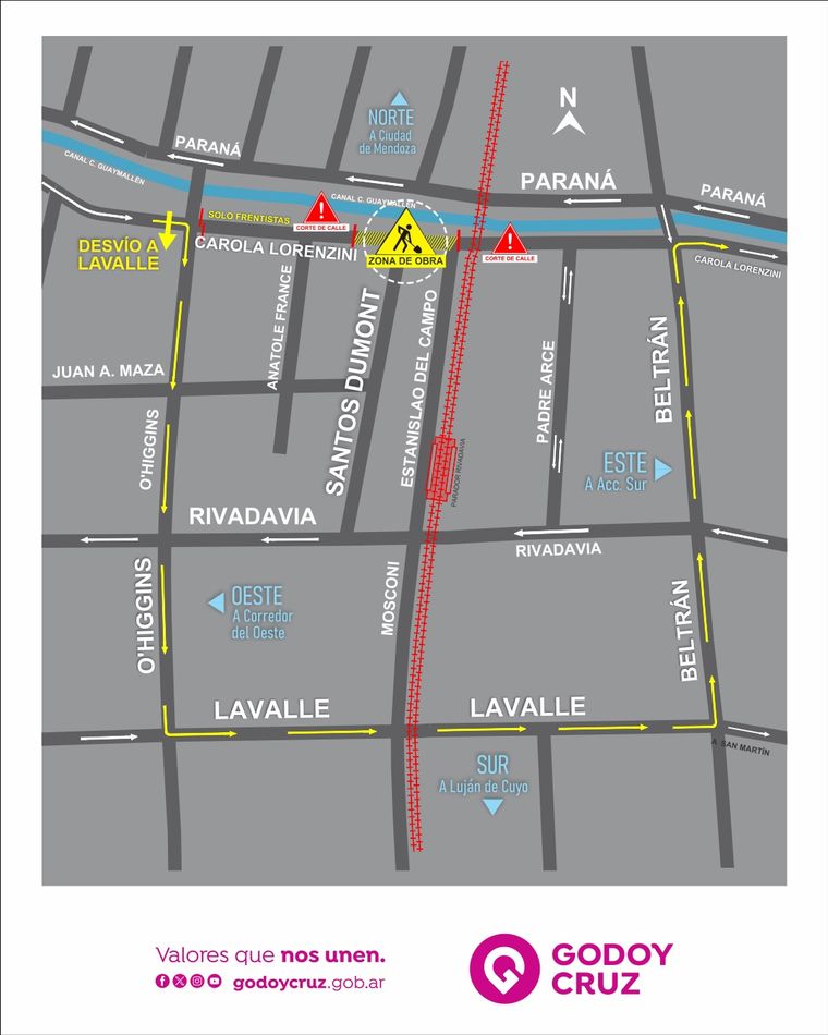 Las obras del Metrotranvía generarán modificaciones en el tránsito de Godoy Cruz durante las próximas semanas. Las obras del Metrotranvía generarán modificaciones en el tránsito de Godoy Cruz durante las próximas semanas.