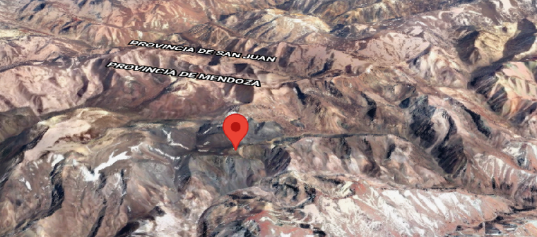 Epicentro de uno de los últimos sismos registrados en Mendoza. Ocurrió el viernes último a las 18.47 y fue de magnitud 3.0, y el epicentro (imagen), a 87 km al NO de la ciudad de Mendoza. Foto: GOOGLE MAPS