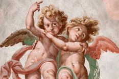 Detalle de los frescos de Giovanni Battista della Rovere y Giovanni Mauro della Rovere de la bóveda de la Iglesia de San Damián en Piamonte, Italia.