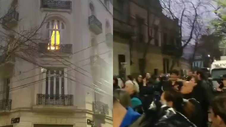 Militantes frente a la casa de Cristina Fernández de Kirchner.