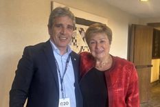Luis Caputo y Kristalina Georgieva durante la última reunión del G20 en Estados Unidos, una instancia en la que fortaleció el vínculo con el organismo.