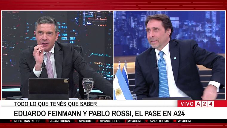 Pablo Rossi y Eduardo Feinmann, dos de los conductores más rendidores en el rating de A24. Pablo Rossi y Eduardo Feinmann, dos de los conductores más rendidores en el rating de A24.