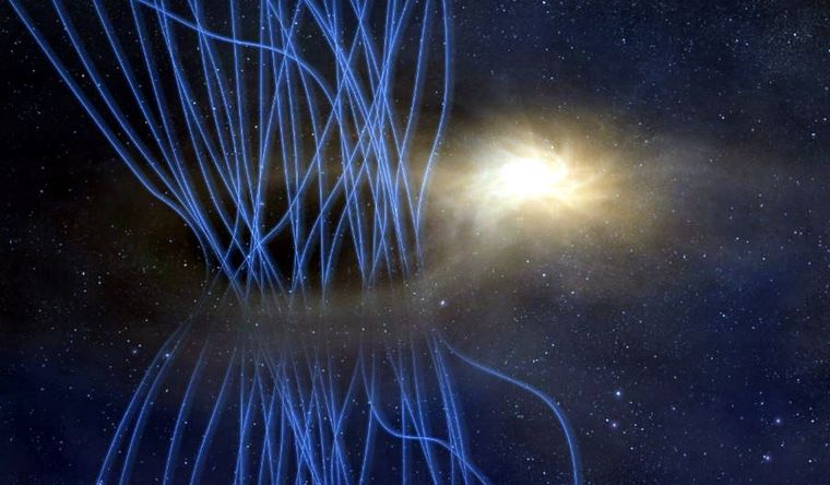 La estrella bebé en el centro está rodeada por un disco brillante llamado disco protoestelar. Foto: Dpa.