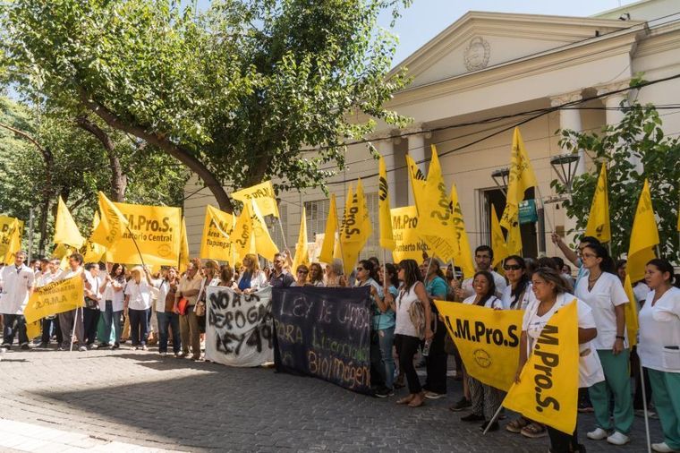 Protesta de la Asociación Mendocina de Profesionales de la Salud (Ampros).