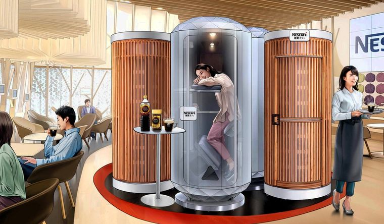 cabina siesta Japón Las cabinas para dormir la siesta parado. Foto: KoyojuPlywood