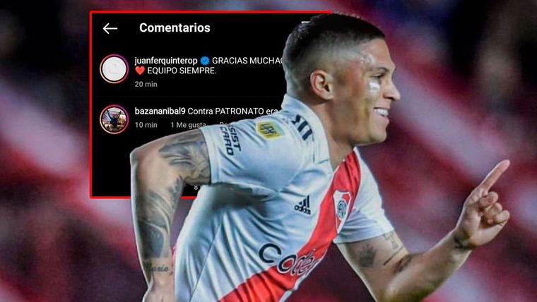 Juan Fernando Quintero le respondió a un hincha de Boca que quiso burlarse del presente de River.