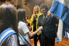 Javier Miilei y su hermana Karina inaugurando el ciclo lectivo en el Colegio Cardenal Copello Foto: Presidencia